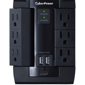 CYBERPOWER P600WSURC1 6-OUTLET HOME OFFICE SURGE PROTECTOR WALL TA